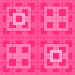 Pink polygon and square repeat pattern background. Pink geometric, chevron, L shape pattern on pink background vector.