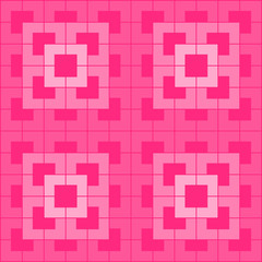 Pink polygon and square repeat pattern background. Pink geometric, chevron, L shape pattern on pink background vector.