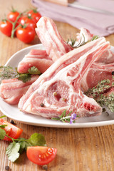 raw lamb chop and ingredient