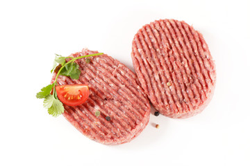 raw beefsteak isolated on white background