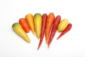 白地にカラフルなニンジン