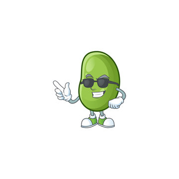 Cool and cool green beans character wearing black glasses Stock Vector |  Adobe Stock