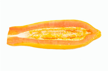 haft ripe papaya isolated on white background