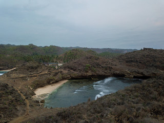 Fototapeta premium aerial view of beautiful beach with nice coral