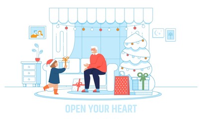 Grandpa and Kid in Cozy Room Inspiration Poster