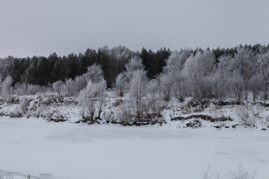 Beautiful winter landscape in russian province
