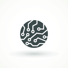 circuit board icon vector. Technology logo template. chip isolated minimal icon. processor line vector for websites and mobile minimalistic flat design.