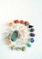Chakras Stones to Heal. Set gemstones crystal minerals for relaxation and meditation. Magic Rock...