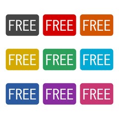 Free square sticker. Free sign color set isolated on white background