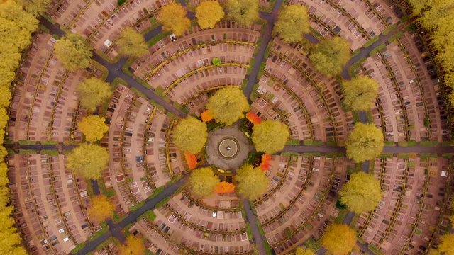 Aerial drone above Gothenburg graveyard, Sweden.Orbit rotation view of &ouml;stra Kyrkog&aring;rden cemetery