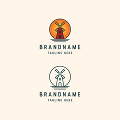 Windmill logo icon design template. Retro, farm, barn vector illustration