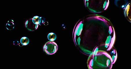Soap bubble with black background