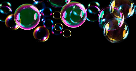 Soap bubble with black background