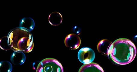 Soap bubble with black background