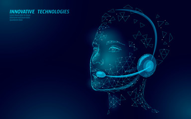 Customer service 3D woman manager concept. AI assistance headphone call center hotline. Client support consultant online help information. Headset girl vector illustration