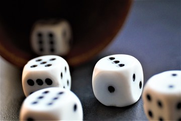 dices on black background
