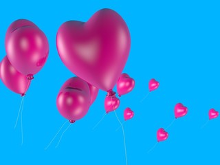 Fototapeta na wymiar ..3d illustration of heart shaped balloon background