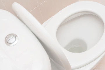 clean toilet in the bathroom. restroom.