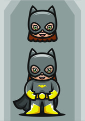 stock vector cute hero girl character mascot logo set.