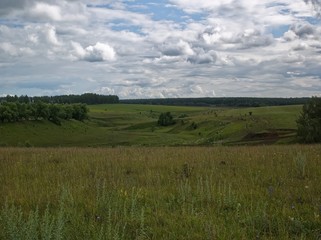 Fototapeta premium landscape of Central Russia on a cloudy day, summer.