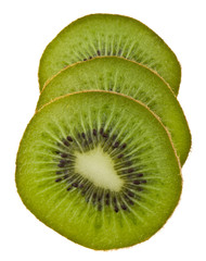 Naklejka na ściany i meble Green sliced kiwi isolated on white background close-up.