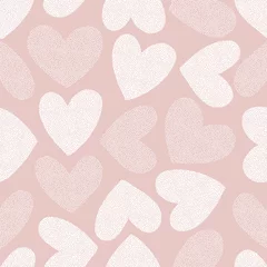 Foto op Plexiglas Geometrische vormen Vector naadloos patroon met gestippelde textuurhartvormen. Romantische decoratieve achtergrond voor Valentijnsdag. Hou van stevige achtergrond.