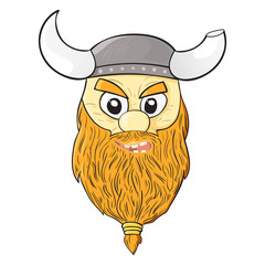 Viking medieval scandinavian warrior in horn helmet People lifestyle and occupation Colorful and stylish flat vector character icon.