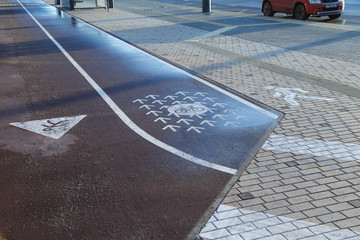pedestrian passage crossing with bicycle lane