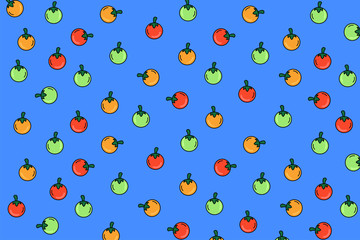 Vegetables pattern background illustration design vector. mashroom, soy, chili, tomatoes, carrot