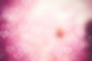 Hearts shaped on pink background,Blurred background of Valentine's day concept.