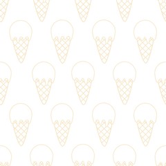 Outline ice cream pattern. Seamless pattern with ice-cream cone. Vector illustration. - 310605101