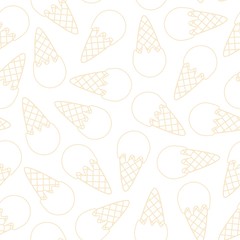 Outline ice cream pattern. Seamless pattern with ice-cream cone. Vector illustration. - 310605123