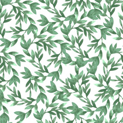 Naklejka na ściany i meble seamless pattern watercolor olive branch. Sketch of olive branch on white background