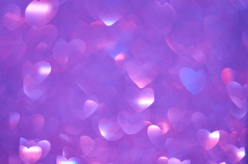 the concept of Valentine's day,purple hearts bokeh as background