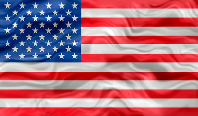 American flag of United States of America- waving flag, silky texture, colourful