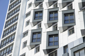 Modern apartment building with ventilated facade - obrazy, fototapety, plakaty