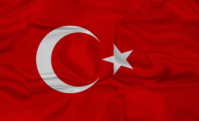Flag of Turkey, Turkish Republic Flag- red white, silky texture, wavy, 29th of October