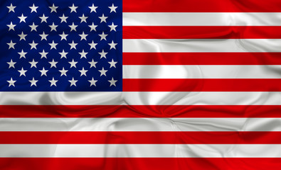 Fototapeta premium American flag of United States of America- waving flag, silky texture, colourful