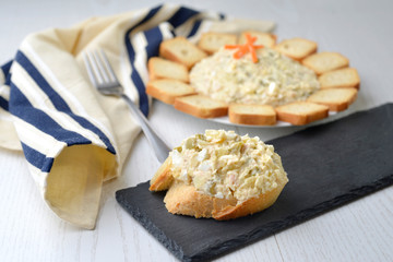 Russian salad and pintxo donostiarra