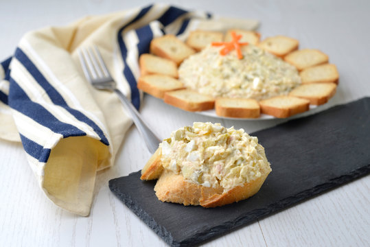 Russian salad and pintxo donostiarra