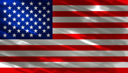 American flag of United States of America- waving flag, silky texture illustrated