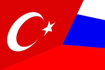 Flag of Turkey and Russian Flag 