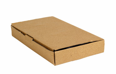 Cardboard box isolated on a white background.