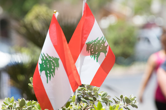 Lebanese Flags, The Old Souq, Byblos, Lebanon - June, 2019