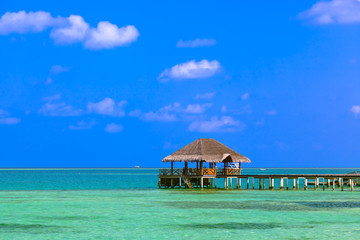 Jetty on tropical Maldives island