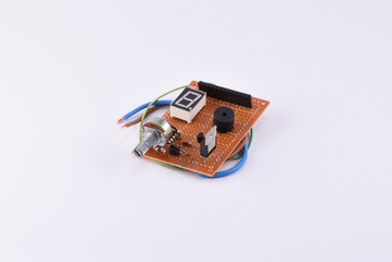 Electronic board with Potentiometer on the white background