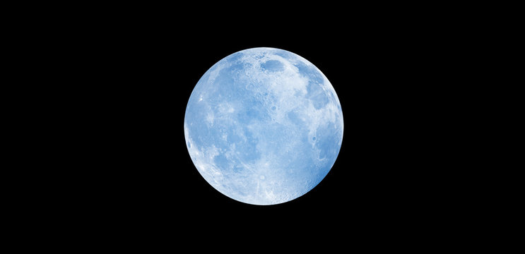 Full Blue Moon - black background "Elements of this image furnished by NASA "