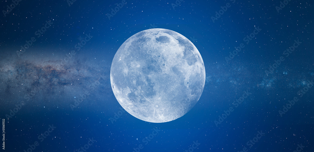 Wall mural full blue moon - blue background 