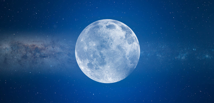 Full Blue Moon - blue background "Elements of this image furnished by NASA "