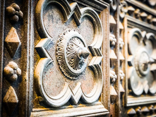 old doors close up view within the historical streets of France